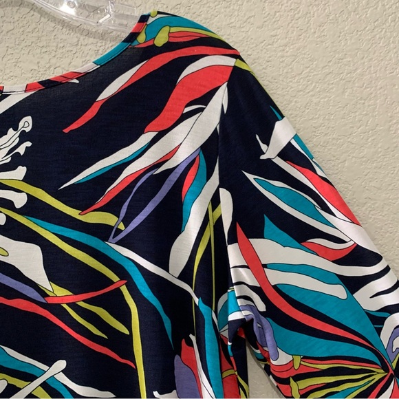 Clara Sun Woo Blouse Top Womens M Floral Asymmetrical Stretch Jersey - Picture 12 of 16